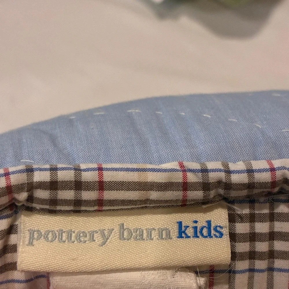 Pottery Barn Kids Red‎ Truck Throw Pillow 12x12 Blue Quilted Farmhouse Americana